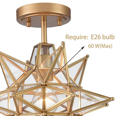 Gold Star Ceiling Light Modern Brass Flush Mount Lights